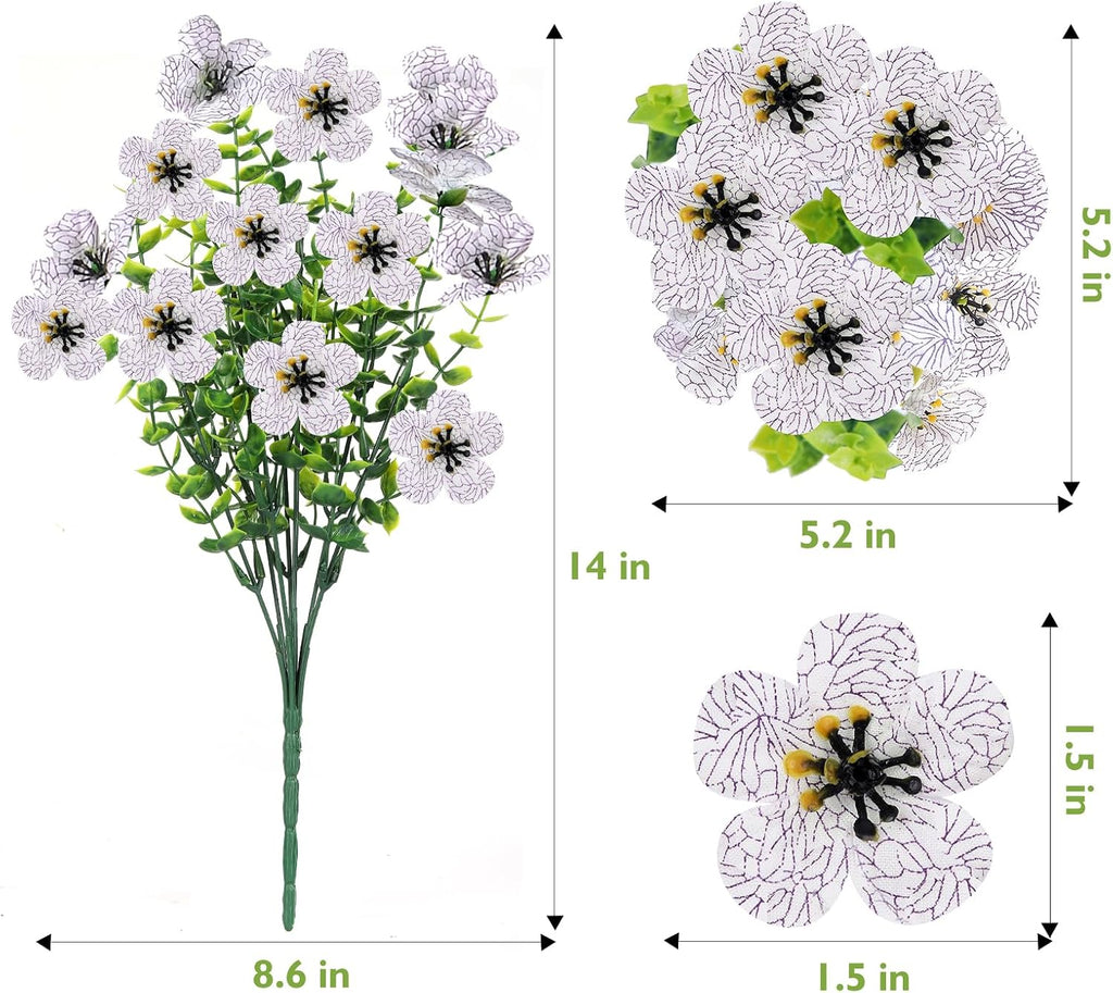 14 Bundles Artificial Flowers UV Resistant Fake Silk Plants Outdoors Decor