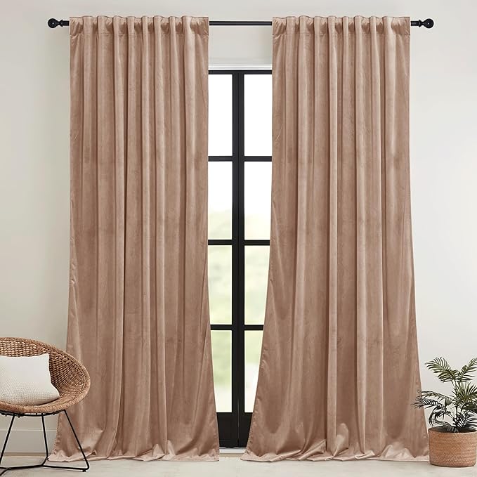 RYB HOME Blush Velvet Curtains 72 inches - Image 2