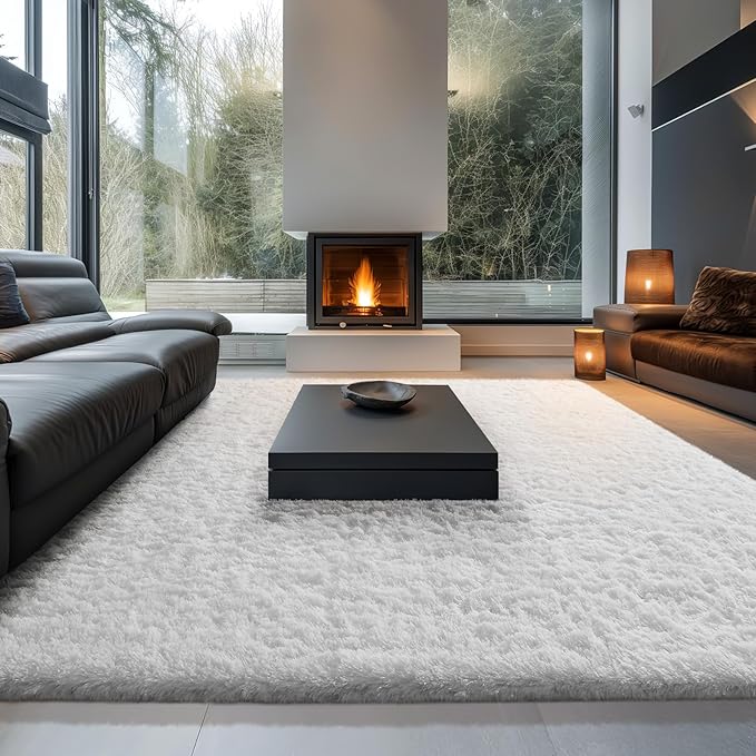 Ophanie Area Rugs 9x12 Living Room, Large White Bedroom Carpet, Big Shag Indoor - Image 5