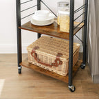 VASAGLE Kitchen Shelf on Wheels, 23.6 Inches Serving Cart with 3 Shelves