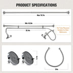 Tandem Shower System for Couples, Dual Shower Head for Two People, Double Bathroom Shower with Adjustable Height & 180° Rotation, High Pressure Design, Silver