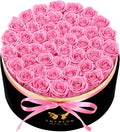 47 Pieces Forever Flower Round Shape in a Box Preserved Pink Roses for Delivery Grade A Quality 100% Real Immortal Flowers Eternal Birthday for Her Mom Women Wife Girlfriends（Pink）