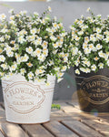 Outdoor Fake Flowers, Artificial Flowers for Outdoors, 12 Bundles Faux Plants with Silk White Flowers for Porch Decor Garden Patio Home Aesthetic