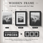 VCK 8x10 Picture Frame 3 Pack, Black Solid Wood, Real Glass, for Photo