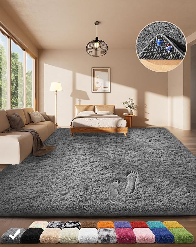 Ophanie Area Rugs for Bedroom Living Room, 4x6 Indoor Floor Gray Rug for Kids by Ophanie