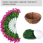Ivydale Artificial Silk Hanging Plants Flowers Basket for Outdoor Outside Summer Decoration, Fake Faux UV Sun Resistant Look Real Morning Glory Fuchsia for Porch Patio Balcony Home