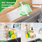 Sponge Holder for Kitchen Sink,Sink Caddy with Removable Dish Brush Holder,Self-Draining Kitchen Countertop Organizers and Storage Essentials,Soap Dispenser Organize and Home Decor-Silver
