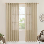 LAMIT Linen Blended Curtains for Bedroom, Faux Linen Textured Light Filtering by LAMIT
