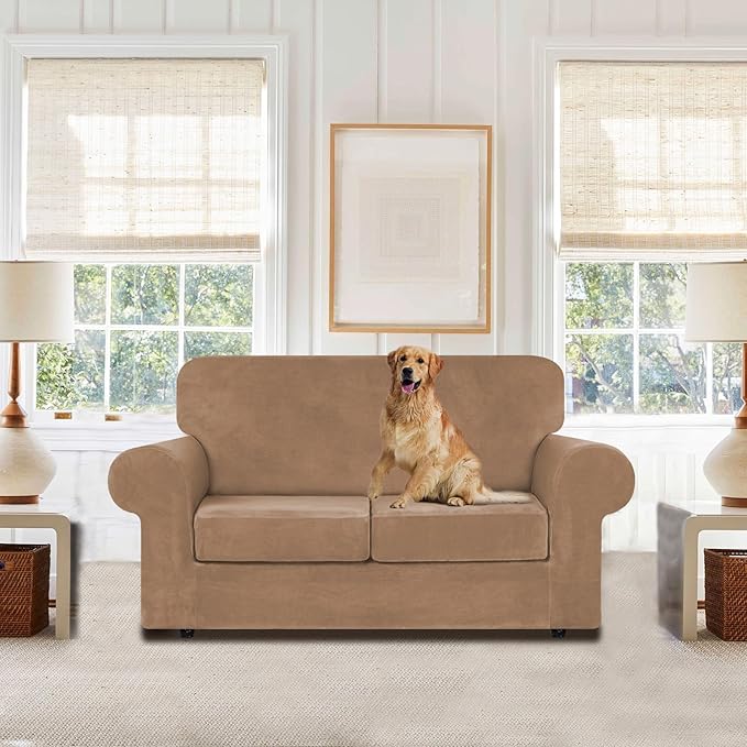 WEERRW Velvet Couch Covers for 2 Cushion Couch Sofa - Image 2