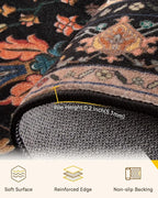RELEANY Area Rugs Square 7ft Washable Non-Slip, Floral Vintage Distress Print - Image 2
