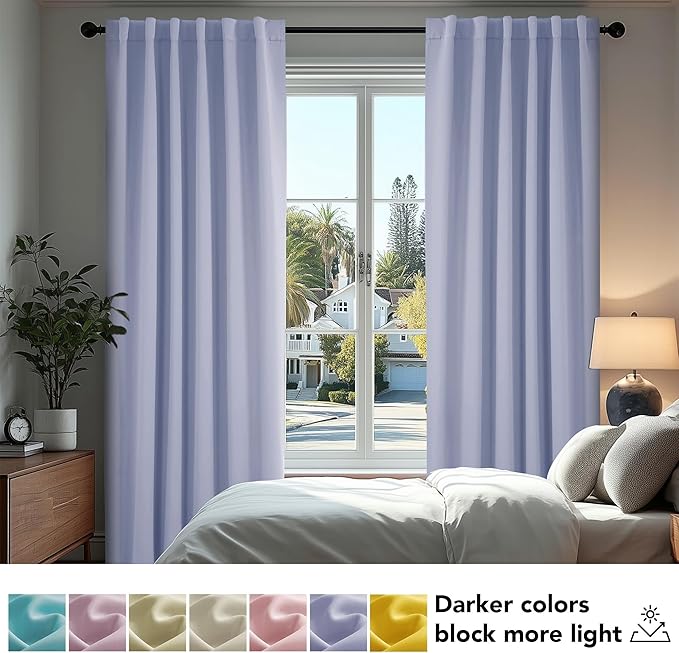 Deconovo Blackout Curtains, Thermal Insulated, W42 x L63 2 Panels, Back Tab - Image 4