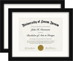 Americanflat 11x14 Diploma Frame 2-Pack - Matted to 8.5x11 - Black
