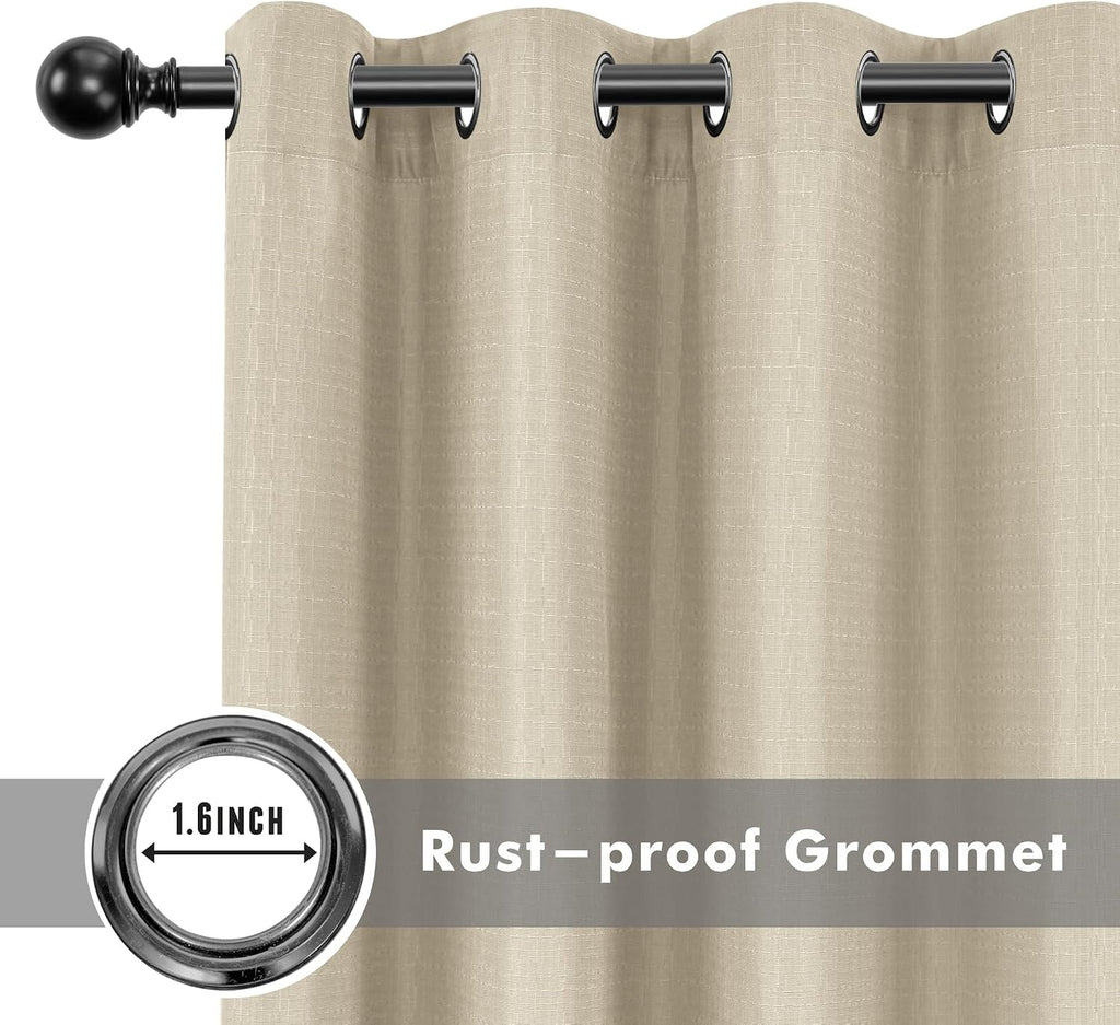 Linen Outdoor Curtains for Patio Waterproof 4 Pcs 54x84 In Cream