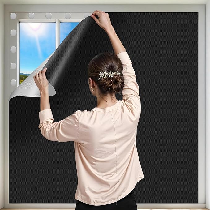 100% Blackout Curtains for Bedroom 2 Pack 79"x57" Portable Window Blinds Cover by ZUNGOUMC