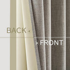 MIULEE Linen Curtains for Bedroom Solid 100% Blackout Thermal Insulated Greige - Image 6
