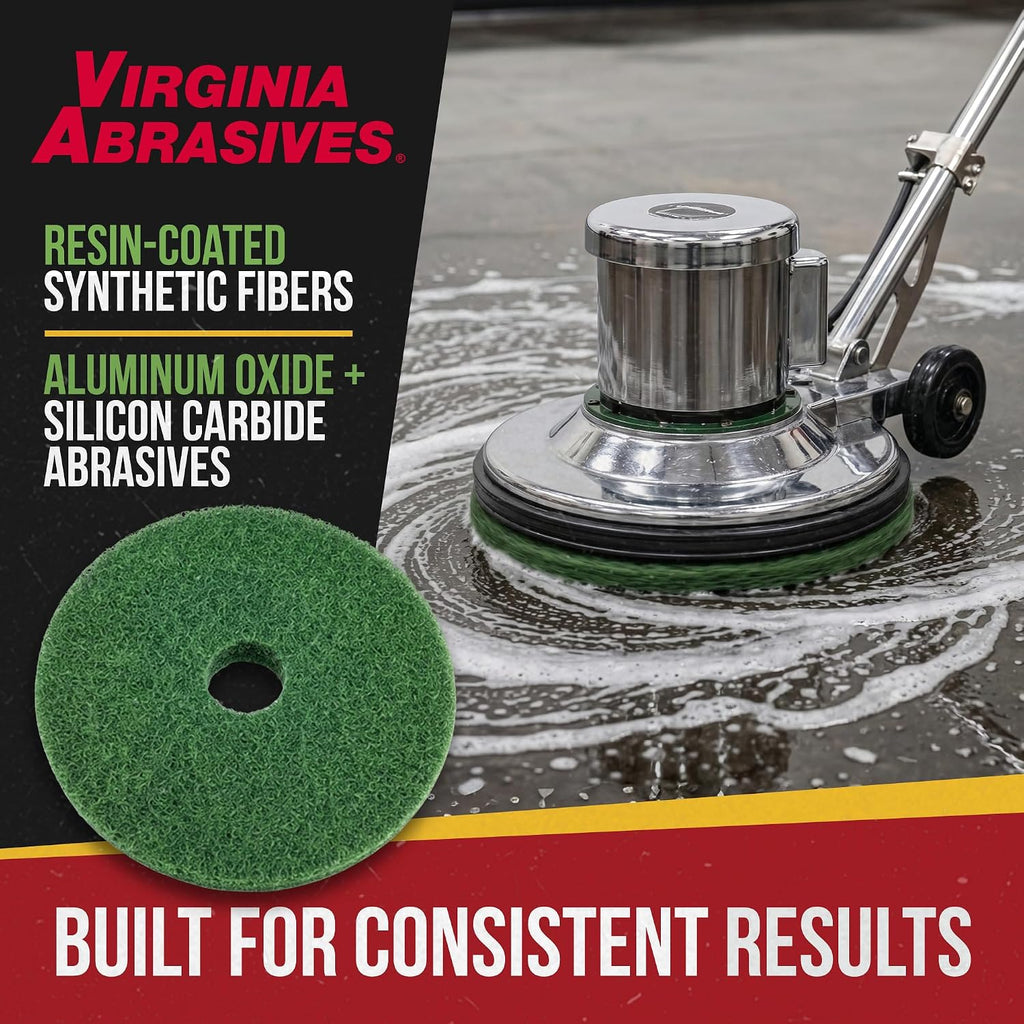 Green Floor Maintenance Pads, Deep Cleaning & Light Stripping, 17" - 5 Pack
