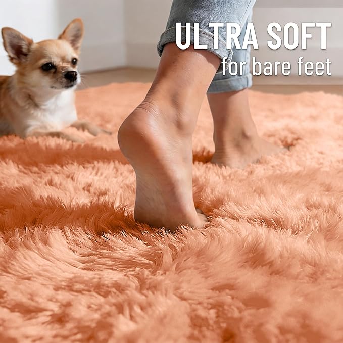 OLANLY 3x5 Machine Washable Small Bedside Rug, Soft Fluffy Shaggy Rugs - Image 4