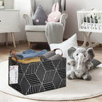Rectangular Black Cube Storage Bin Nursery Hamper