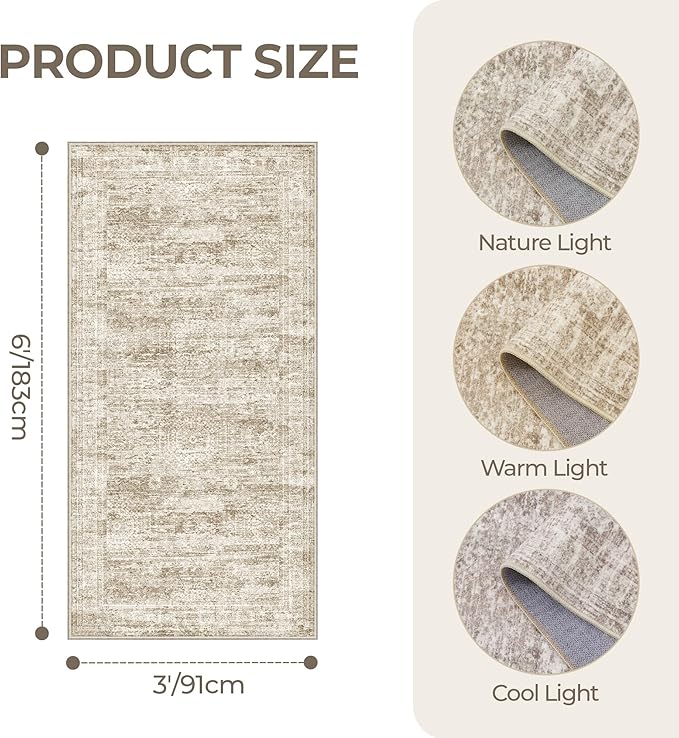 3x6 Runner Rug Non Slip, Thin Entryway Washable Rug - Image 2