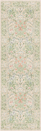 Vintage Beige Green 2'6" x 8' Runner Rug - Image 2