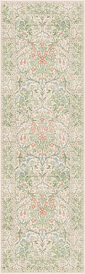 Vintage Beige Green 2'6" x 8' Runner Rug - Image 2