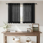 Nanspring Black Linen Curtains 24 Inch Length - Image 7