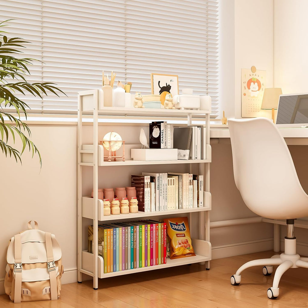 Wide Open Shelf Bookcase, 4-Tier, Warm White