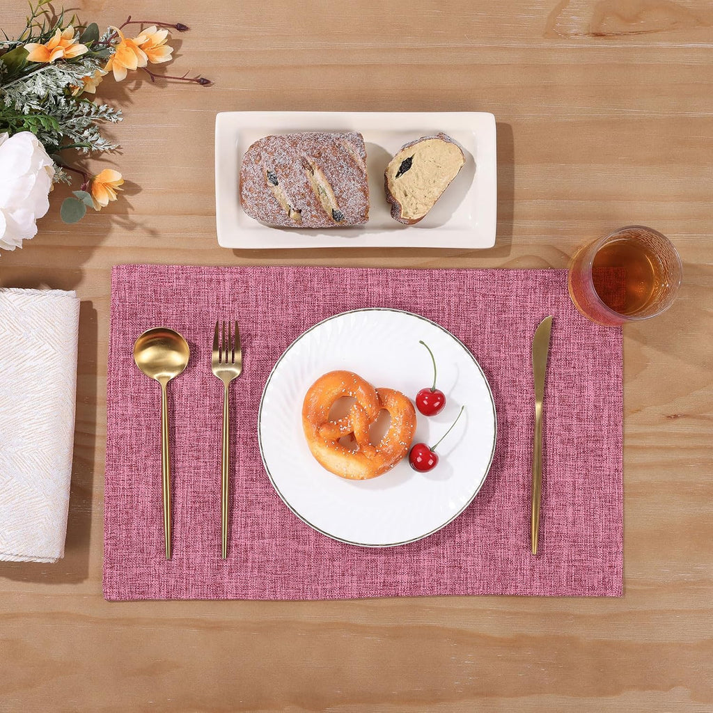 SHACOS Fabric Placemats Set of 4 Place Mats Machine Washable, Hot Pink