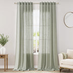 Green Linen Curtains 102 Inches Long by Nanspring