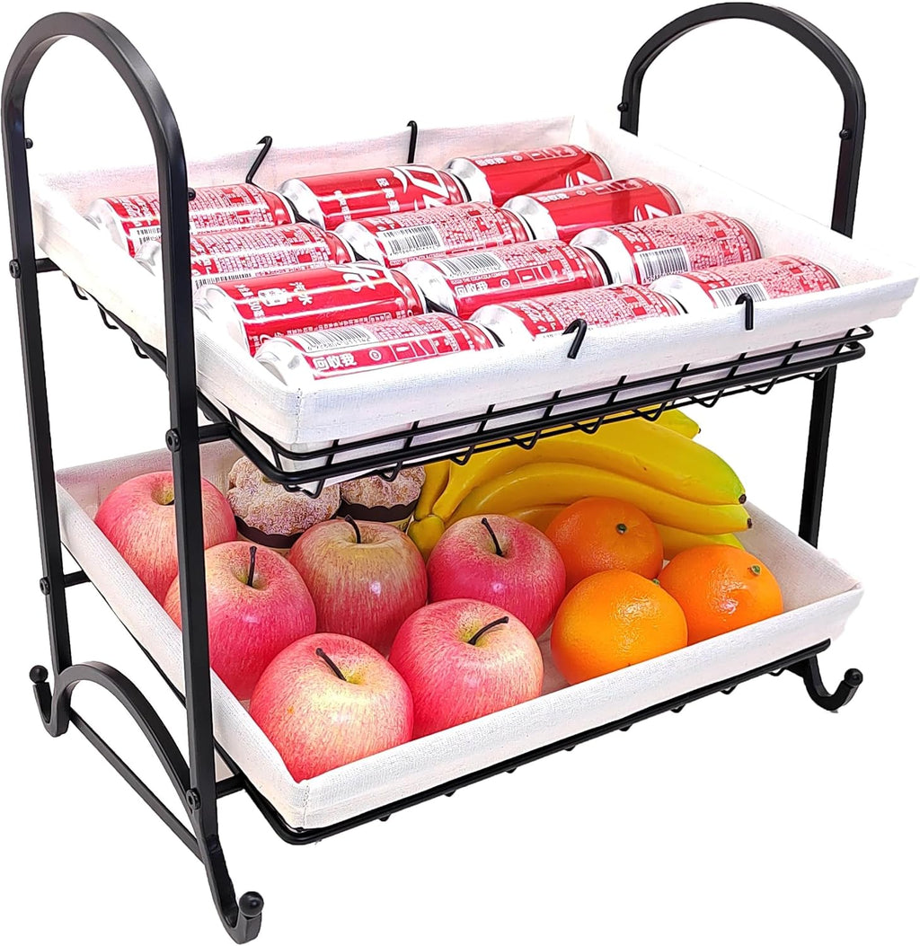 Stackable Candy Display Rack with Canvas Cover|Stackable Candy Organizer|Multi-Function Snack Rack&Shelf for Chips |Perfect Display Solution for Stores (White, Medium)
