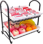 Stackable Candy Display Rack with Canvas Cover|Stackable Candy Organizer|Multi-Function Snack Rack&Shelf for Chips |Perfect Display Solution for Stores (White, Medium)