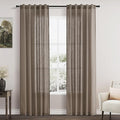 Dark Taupe Linen Curtains 84 Inch Length 2 Panels by Nanspring