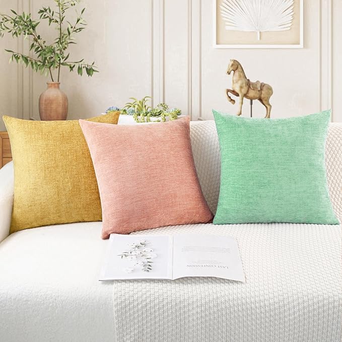 CaliTime Throw Pillow Covers Decorative 24 X 24 Inches Pack of 2 Cozy Chenille - Image 5