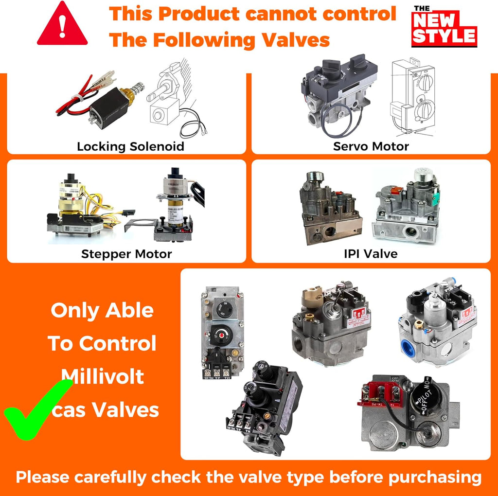 Gas Fireplace Remote Control Kit,Thermostat, On/Off, Countdown Timer,DC Adapter Option,for Millivolt Valve System, Replace for skytech 1420-A,1420TH-A,1001-A,1001TH-A, Acumen RCK,and More