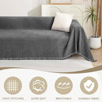 MYSKY HOME Boho Couch Cover Charcoal Gray Sofa Covers - Image 2