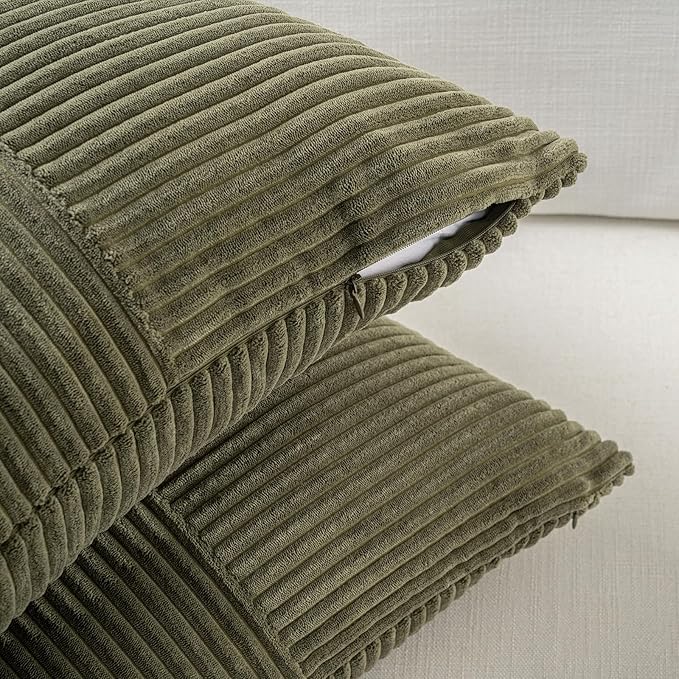 Fancy Homi 2 Packs Olive Green Lumbar Decorative Throw Pillow Covers 16x26 Inch - Image 4