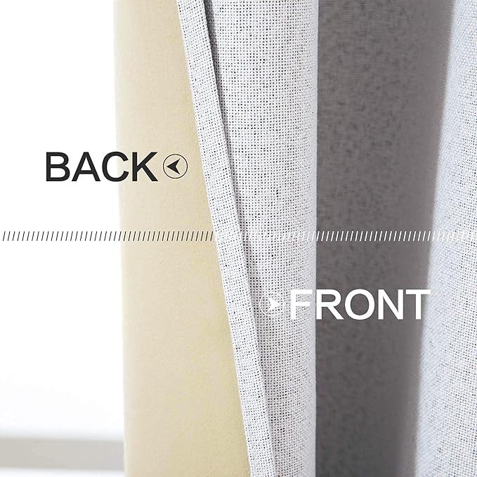MIULEE Linen Texture Curtains for Bedroom Solid 100% Blackout Thermal Insulated - Image 6