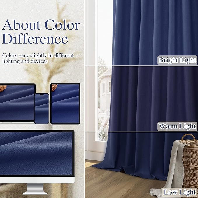 Guken 100% Blackout Curtains 120 Inch Length 2 Panels Set - Image 6