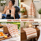 Folkulture Turkish Fall Hand Towels for Bathroom, Orange Set of 2(16"x30")