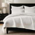 EverGrace Stonewashed Textured Cotton Quilt Set, King Size, Ivory White