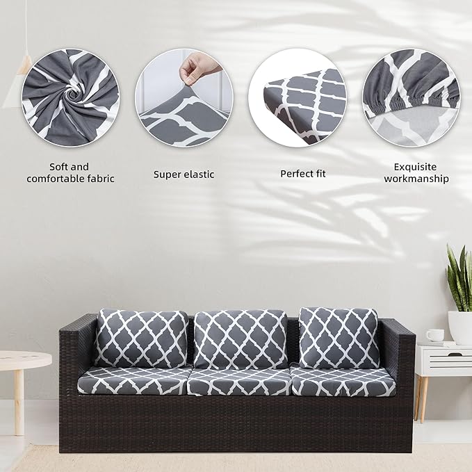 8Pcs Stretch Patio Cushion Covers, Outdoor Couch Covers Replacement, Outdoor - Image 3
