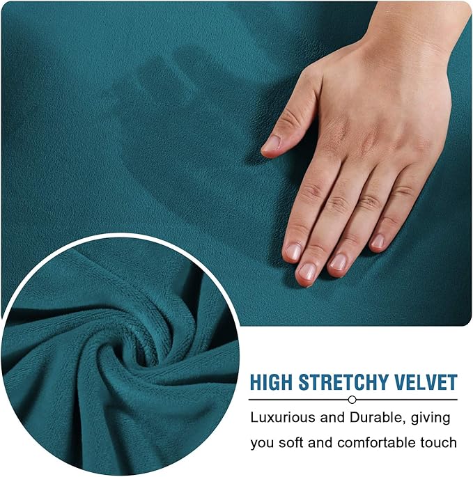 H.VERSAILTEX Wingback Chair Covers Velvet Plush Wing Chair Slipcover 1 Piece - Image 3