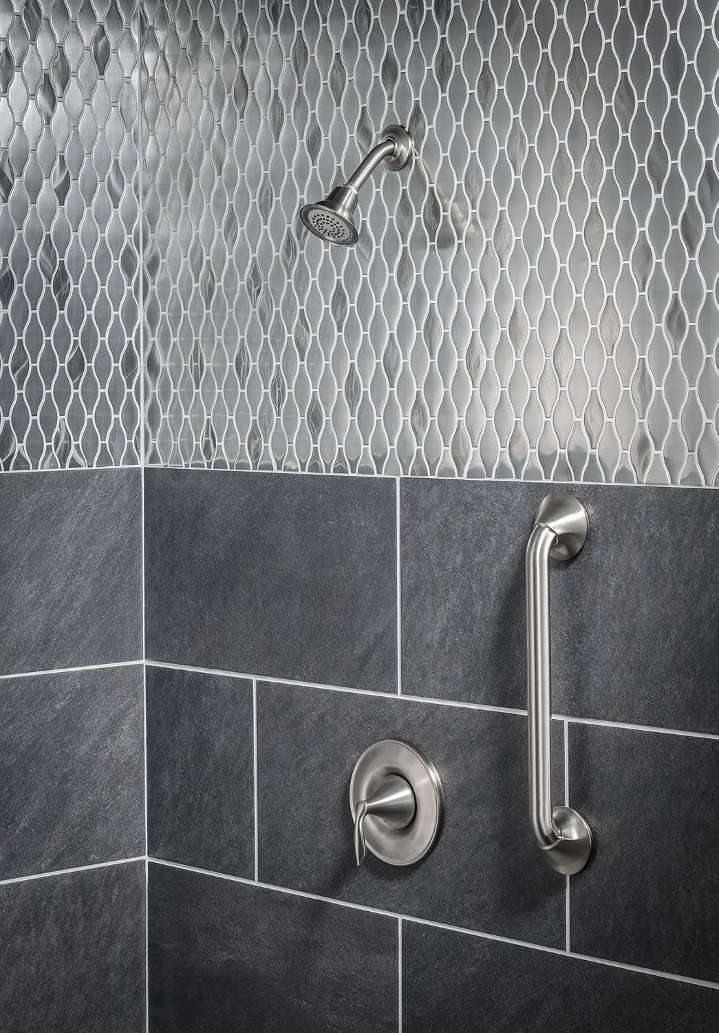 Moen Eva Brushed Nickel One-Handle Posi-Temp Shower Trim Kit Featuring Shower Head and Shower Lever Handle, Valve Required, T2132BN