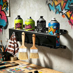 2 Pack Wall-Mounted Aerosol Spray Can Holder with Brush Hanger