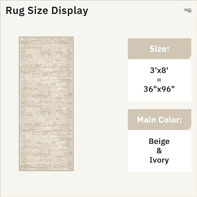 Runner Rug 3x8 Washable Non-Slip Hallway Runner Rugs - Image 5