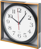 Bernhard Products Black Wall Clock Silent Non Ticking 10 Inch Quality Quartz Battery Operated Round Easy to Read Home/Office/Kitchen/Classroom/School Clock Sweep Movement