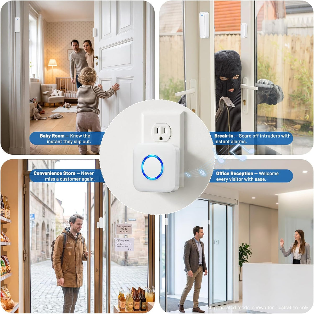 Door Chime, Satisure Wireless Sensor Alarm for Home, Business, Store