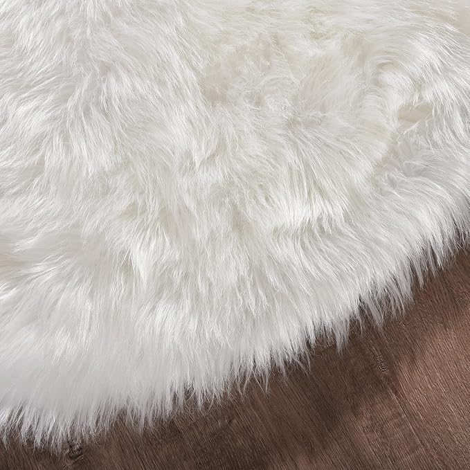 Goolela White Fluffy Fuzzy Rug 3x5 Faux Fur Sheepskin Rug - Image 7