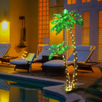 LIGHTSHARE Gorgeous Artificial Lighted Solar Palm Tree 4FT&6FT Office Decor, 184LED for Outside Patio Home Party Garden Nativity