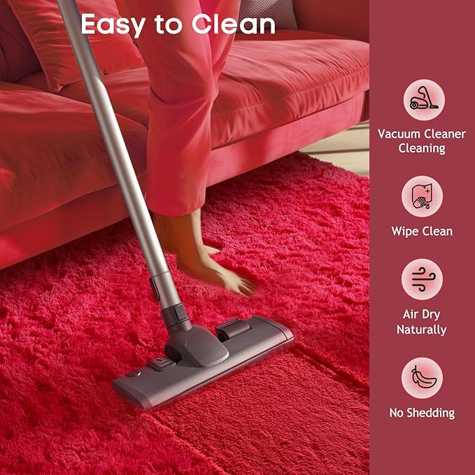 Ophanie Red Rugs for Bedroom Living Room, Fluffy Fuzzy Furry Carpet, Plush Soft - Image 7